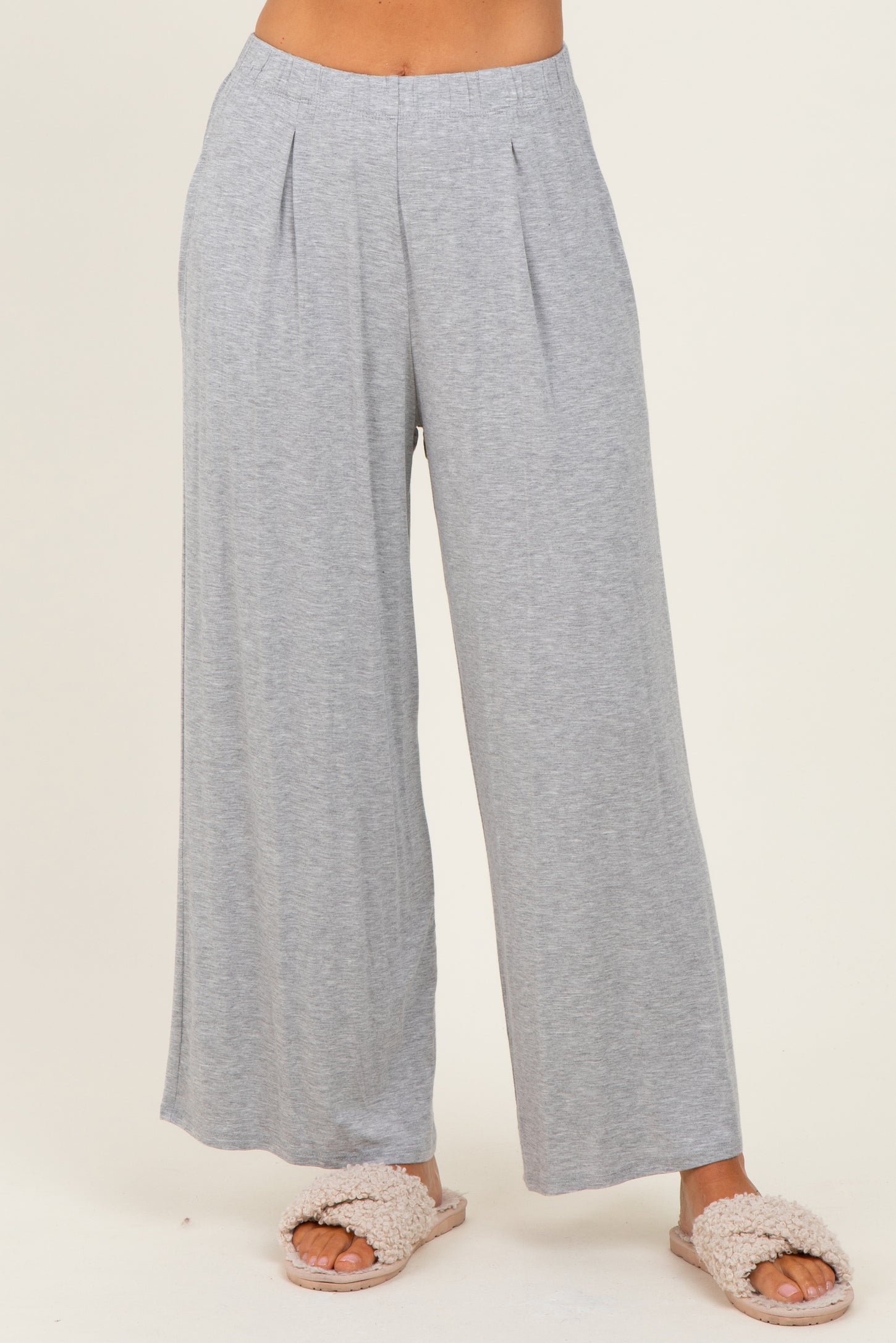 Heather Grey Wide Leg Ankle Lounge Pants