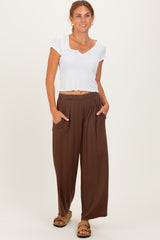 Brown Wide Leg Ankle Maternity Lounge Pants