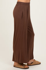 Brown Wide Leg Ankle Lounge Pants