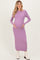 Purple Ribbed Knit Fitted Maternity Midi Sweater Dress