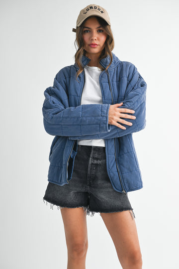Denim Oversized Quilted Jacket