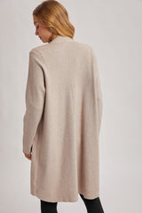 Oatmeal Knit Open Front Long Cardigan