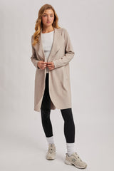 Oatmeal Knit Open Front Long Cardigan