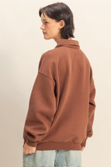 Brown Oversized Polo Pullover