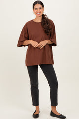 Chestnut Crew Neck Short Sleeve Oversized T-Shirt