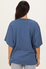 Dusty Navy Crew Neck Short Sleeve Oversized T-Shirt
