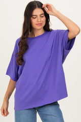 Purple Crew Neck Short Sleeve Oversized T-Shirt