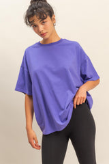 Purple Crew Neck Short Sleeve Oversized T-Shirt