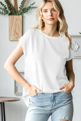 Ivory Textured Rib Maternity Short Sleeve Top