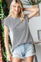 Black Textured Rib Short Sleeve Top