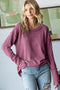 Mauve Textured Rib Thumb Hole Long Sleeve Top