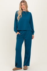 Deep Teal Crewneck Pullover Pant Set