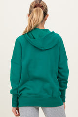 Forest Green Fleece Snap Button Maternity Hoodie