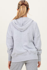 Heather Grey Fleece Snap Button Maternity Hoodie