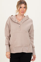 Beige Fleece Snap Button Hoodie