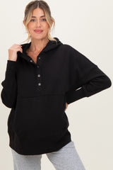 Black Fleece Snap Button Maternity Hoodie