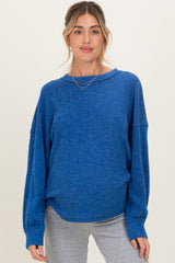 Lt Navy Brushed Ribbed Knit Maternity Pullover