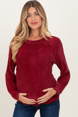 Burgundy Chenille Knit Maternity Sweater
