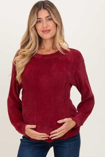 Burgundy Chenille Knit Maternity Sweater