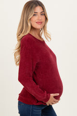 Burgundy Chenille Knit Maternity Sweater