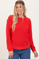 Red Chenille Knit Sweater
