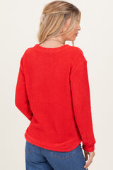 Red Chenille Knit Sweater