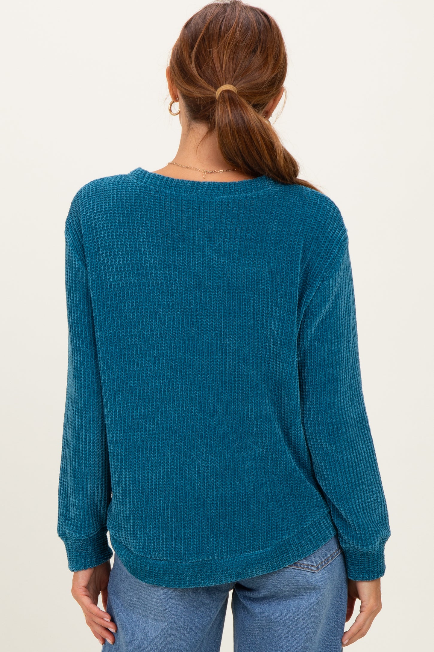 Teal Chenille Knit Sweater