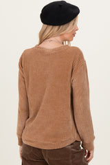 Camel Chenille Knit Sweater