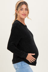 Black Chenille Knit Maternity Sweater