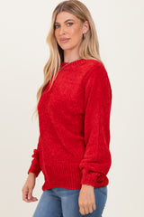 Red Chenille Knit Sweater