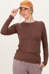 Dark Taupe Basic Long Sleeve Top