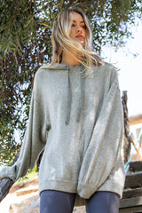 Heather Grey Brushed Knit Oversized Hoodie