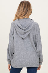 Heather Grey Brushed Knit Oversized Maternity Hoodie
