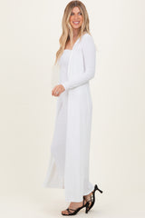 Ivory Ribbed Sleeveless Dress Cardigan Set