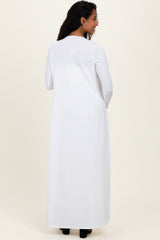 Ivory Ribbed Sleeveless Dress Cardigan Maternity Set