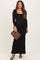 Black Square Neck Long Sleeve Maternity Maxi Dress