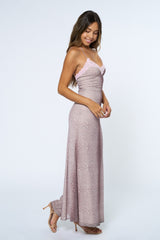 Light Pink Animal Print Lace Trim Sleeveless Maxi