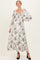 Cream Floral Smocked Long Sleeve Maternity Maxi Dress
