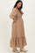 Mustard Plaid Square Neck Long Sleeve Maternity Maxi Dress