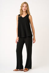 Black Rib Knit Tank and Pant Set