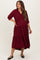 Wine Collared Button Up Tiered Maternity Midi Dress