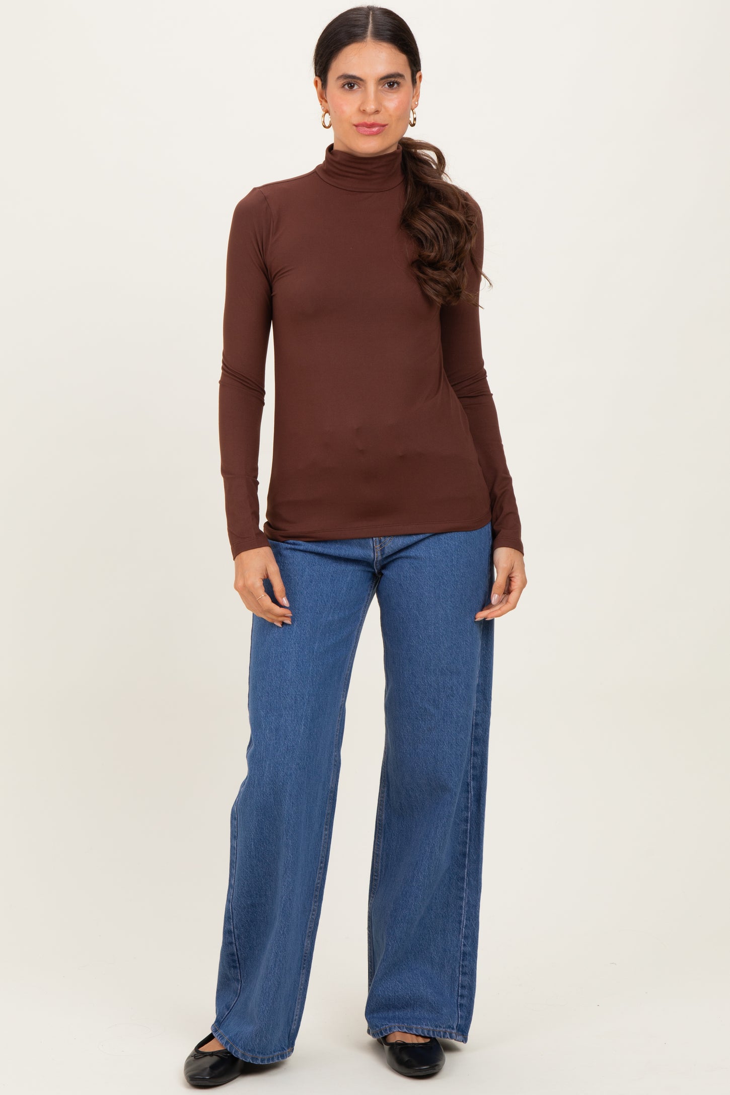 Brown Mock Neck Top