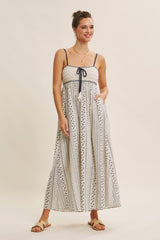 Navy Bohemian Dream Crochet Cotton Maternity Maxi Dress
