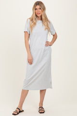 Heather Grey Cotton T-Shirt Midi Dress