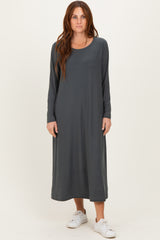 Olive Relaxed Fit Long Sleeve Basic Dress