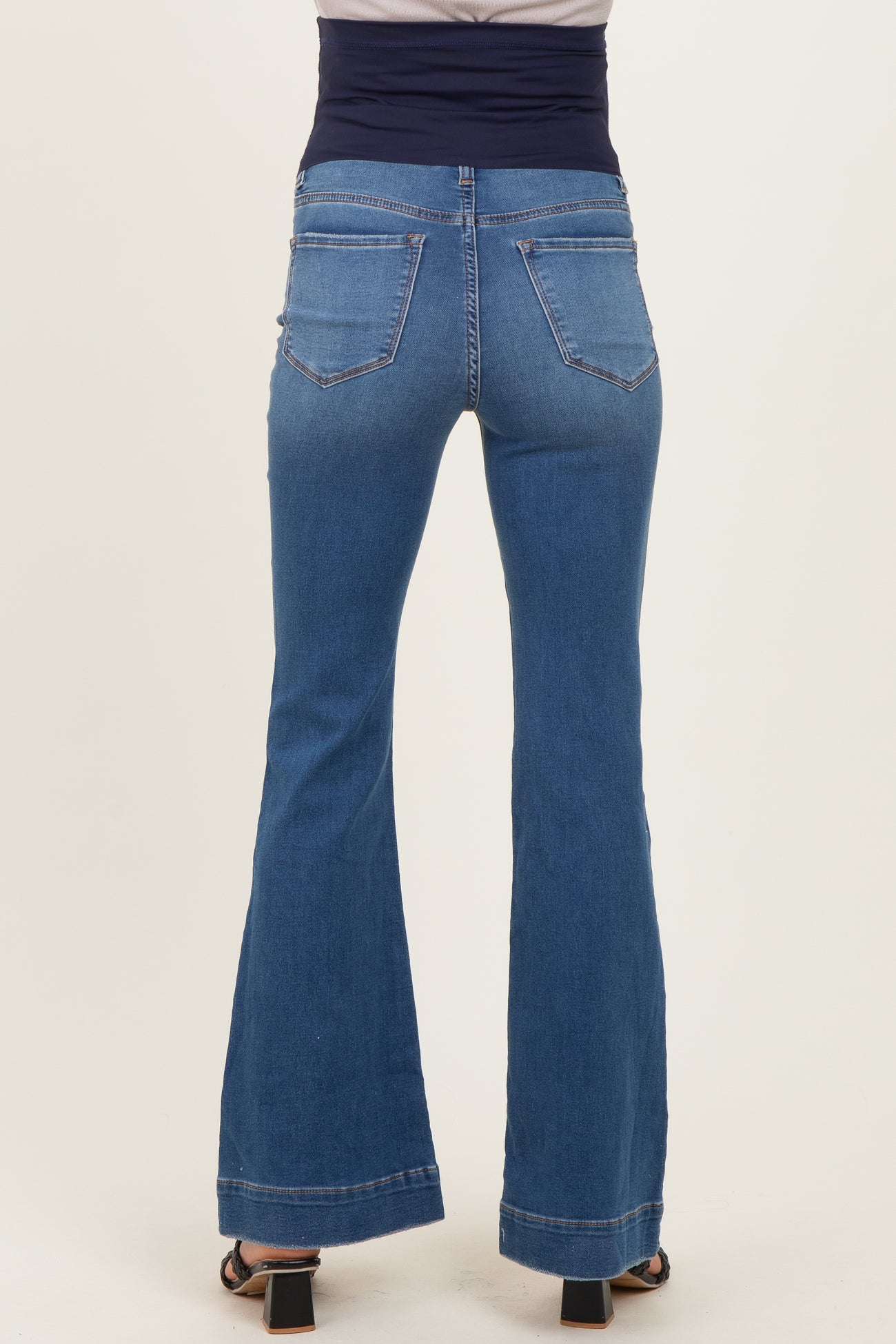Blue Wide Hem Maternity Flare Jeans