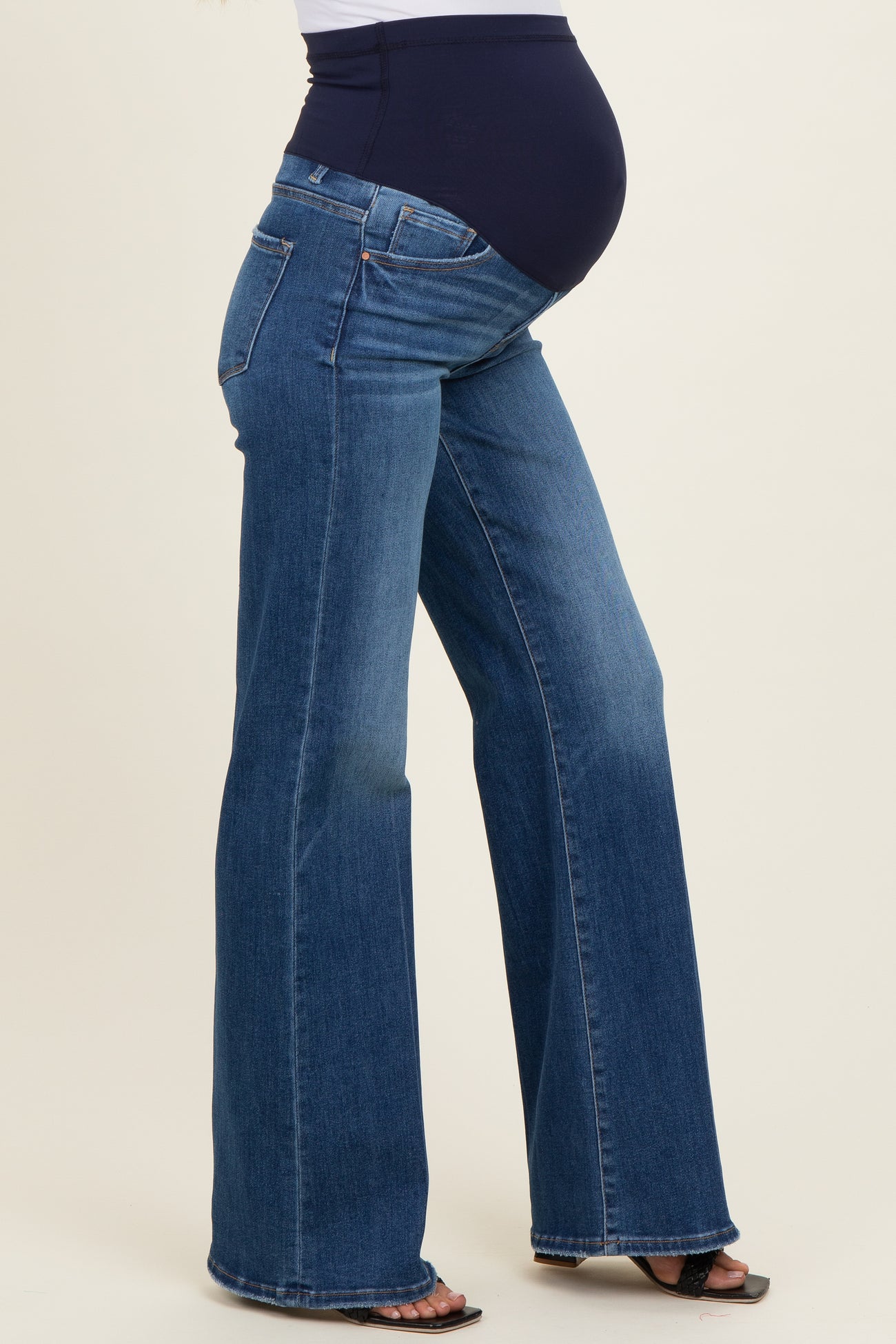 Navy Vintage Wash Maternity Flare Jeans