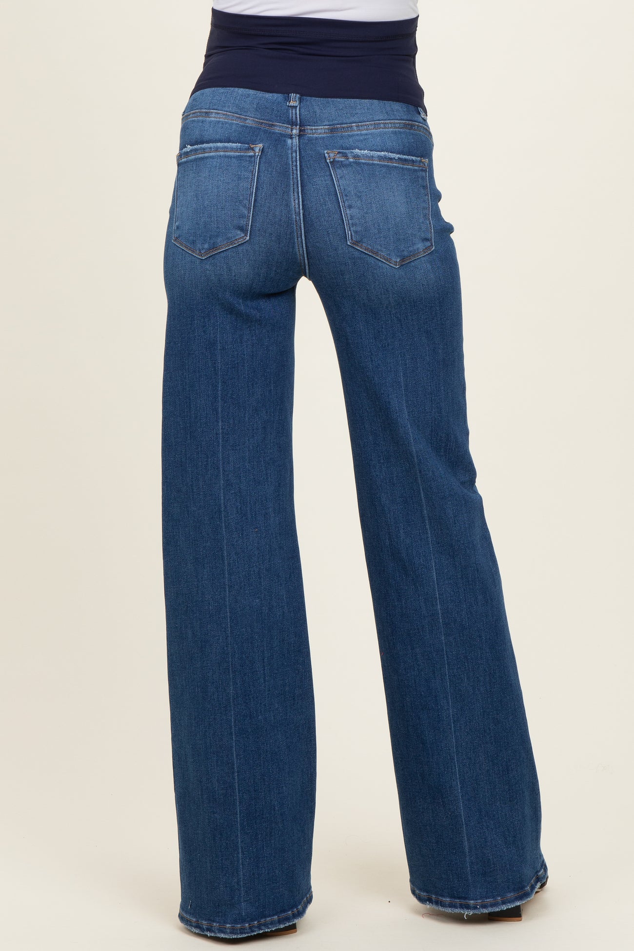Navy Vintage Wash Maternity Flare Jeans