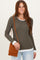 Olive Ribbed Long Sleeve Double Layer Top