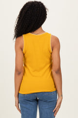 Mustard Brushed Knit Stitch Detail Tank Top